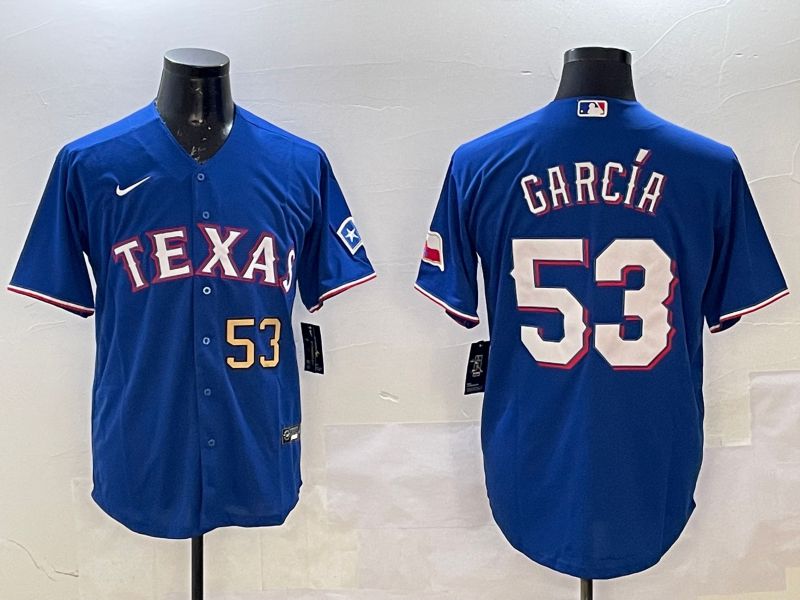 Men Texas Rangers 53 Garcia Blue Game 2025 Nike MLB Jersey style 4
